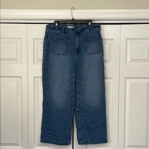 GUC LOFT Wide Leg Crop Jeans Medium Wash Button Fly Women's Size 32/  size 14